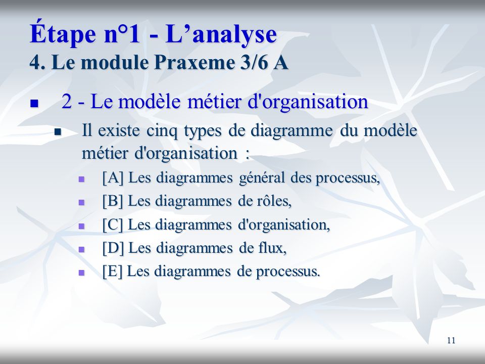 Étape n°1 - L’analyse 4. Le module Praxeme 3/6 A