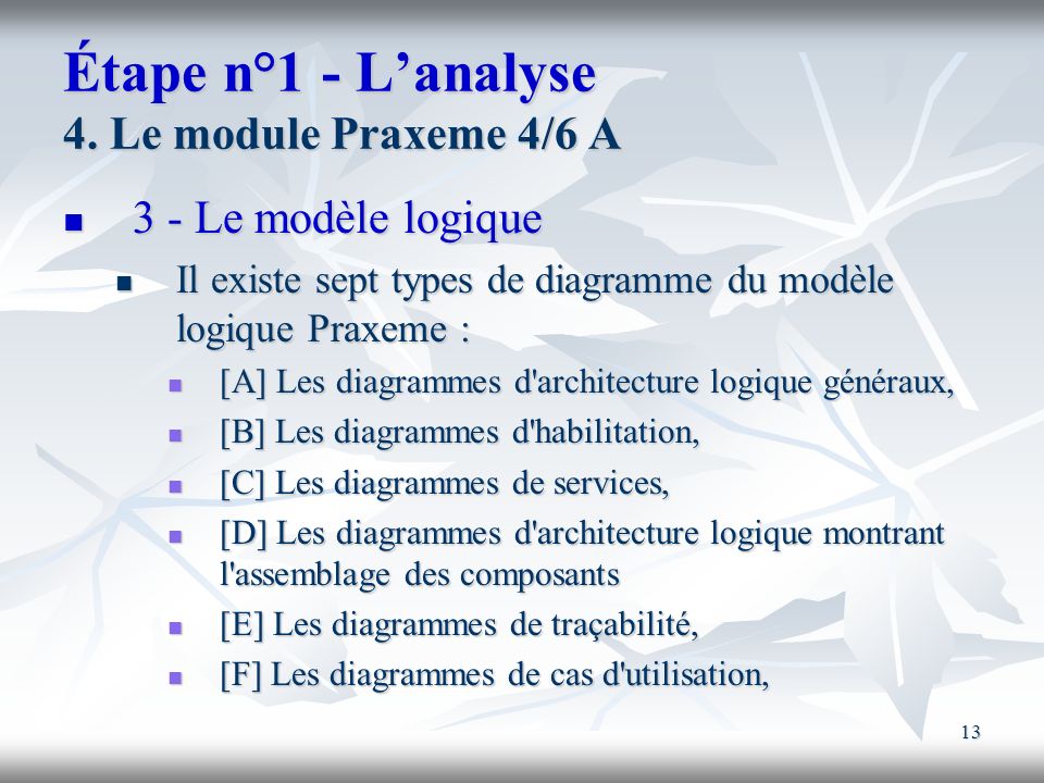 Étape n°1 - L’analyse 4. Le module Praxeme 4/6 A