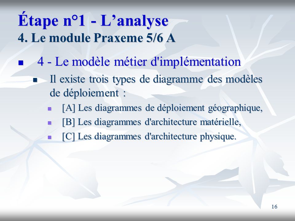 Étape n°1 - L’analyse 4. Le module Praxeme 5/6 A
