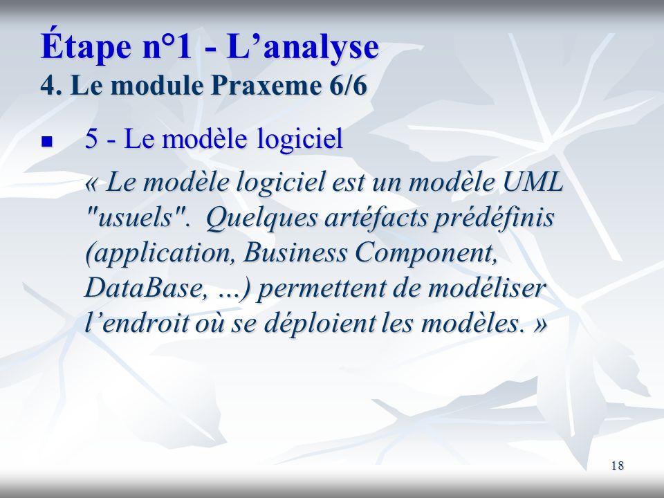 Étape n°1 - L’analyse 4. Le module Praxeme 6/6