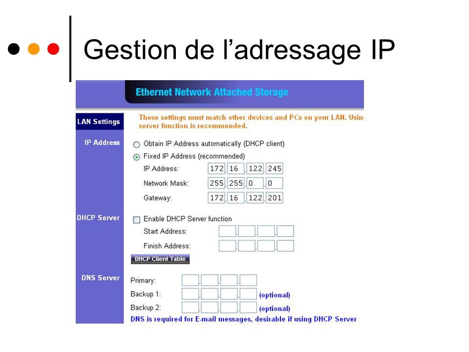 Gestion de l’adressage IP