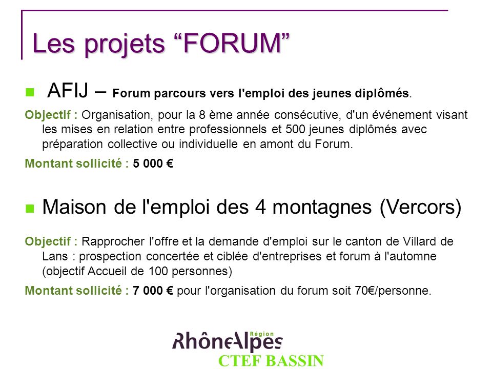 Les projets FORUM AFIJ – Forum parcours vers l emploi des jeunes diplômés.