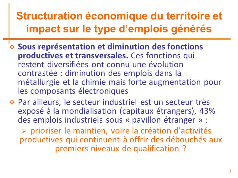 Structuration économique du territoire et impact sur le type d’emplois générés