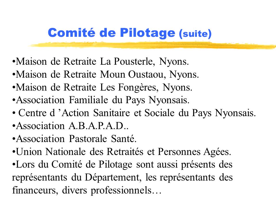 Comité de Pilotage (suite)