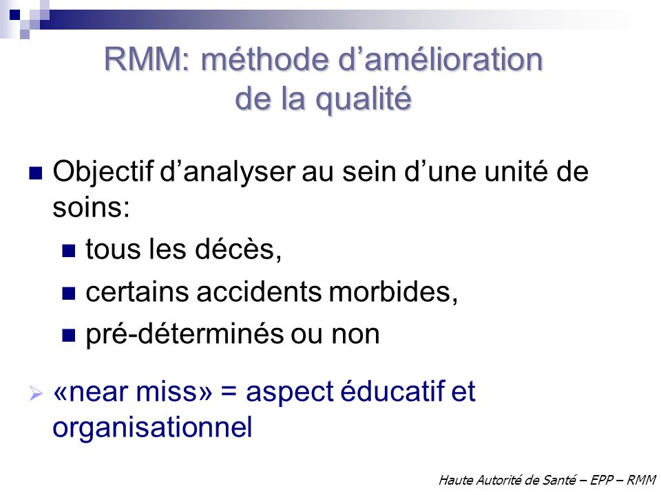 RMM: méthode d’amélioration de la qualité