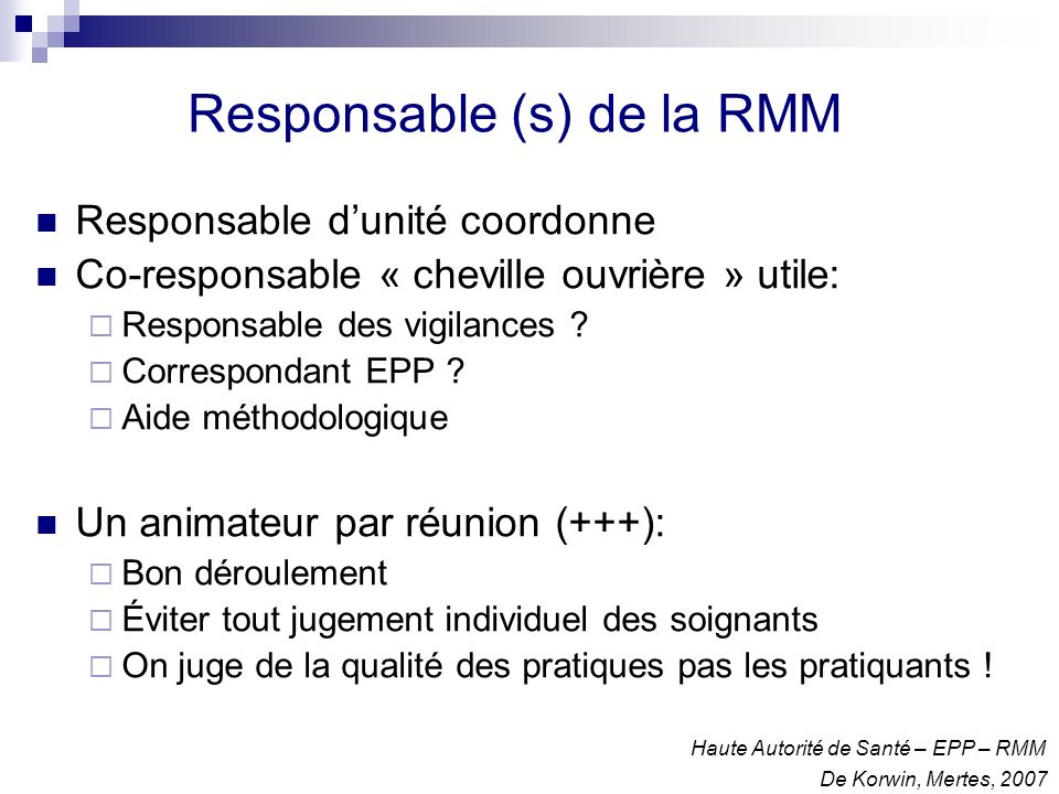 Responsable (s) de la RMM