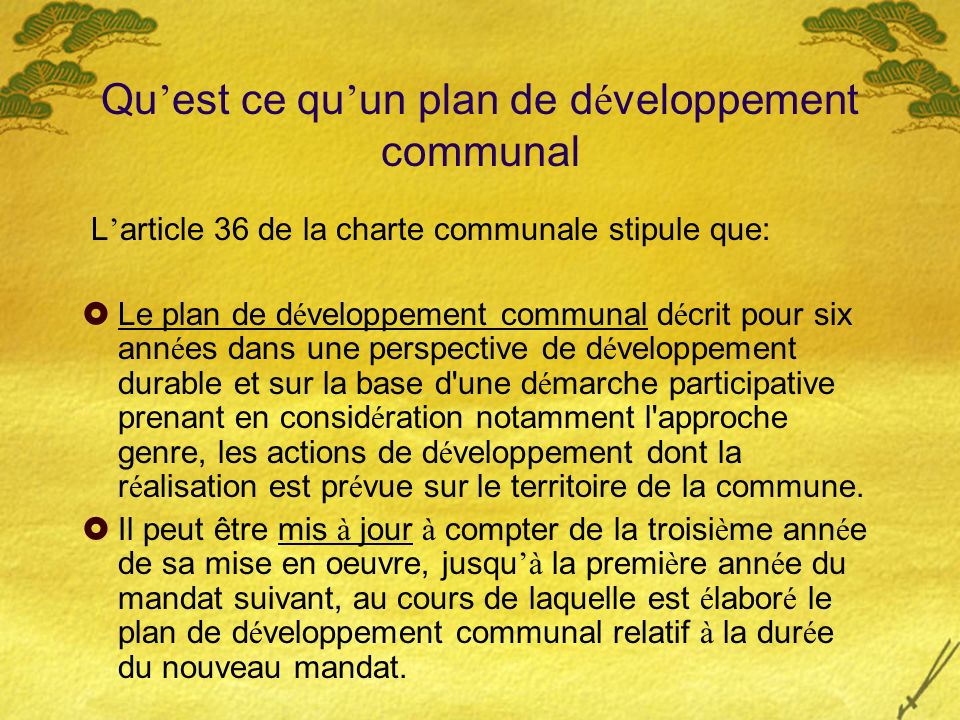 Qu’est ce qu’un plan de développement communal