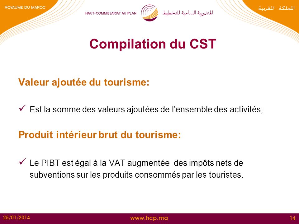 Compilation du CST Valeur ajoutée du tourisme: