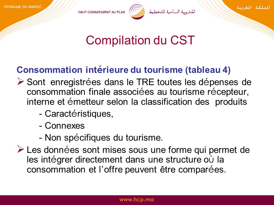 Compilation du CST Consommation intérieure du tourisme (tableau 4)