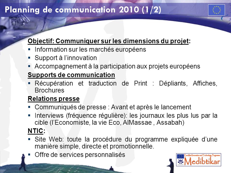 Planning de communication 2010 (1/2)