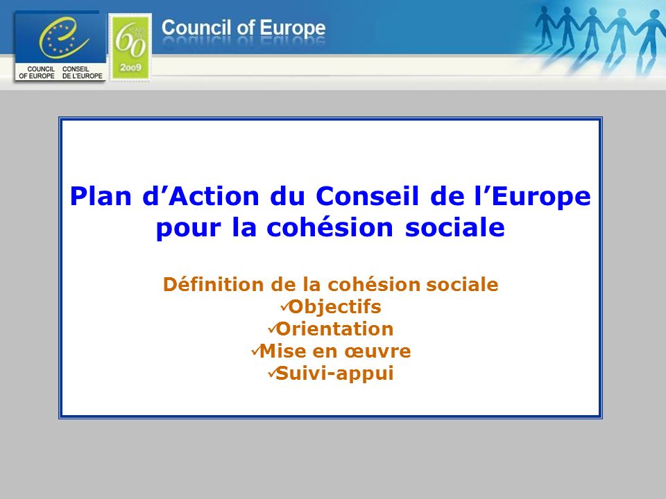 Plan d’Action du Conseil de l’Europe pour la cohésion sociale