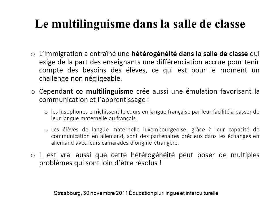 Le multilinguisme dans la salle de classe