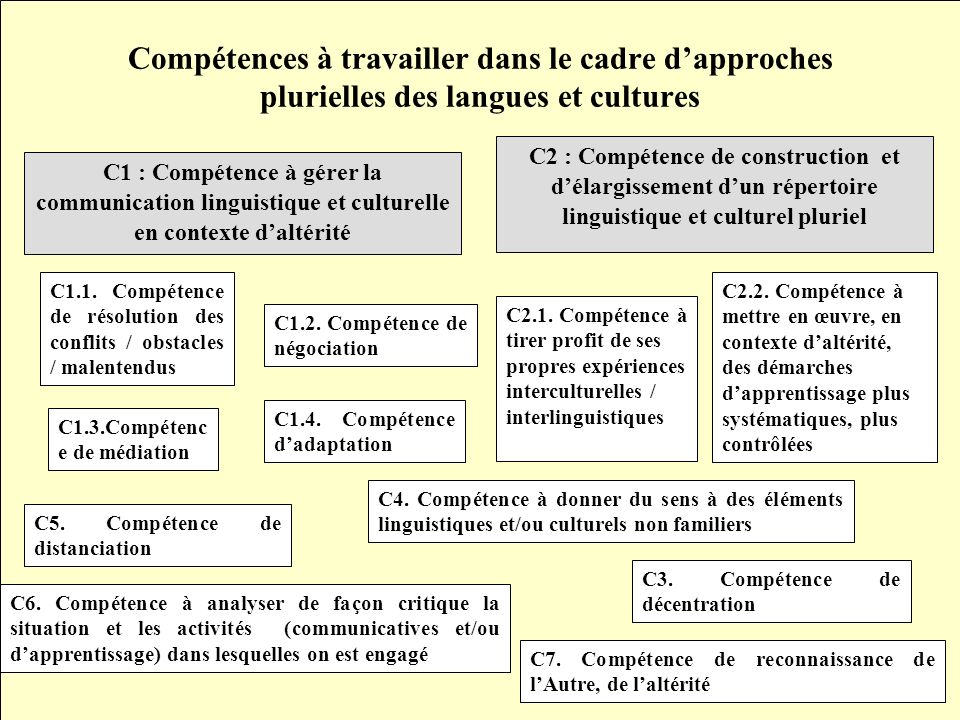 Compétences à travailler dans le cadre d’approches plurielles des langues et cultures