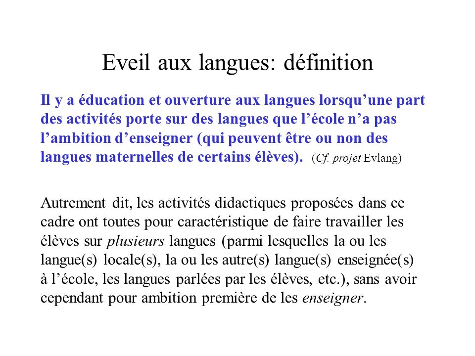 Eveil aux langues: définition
