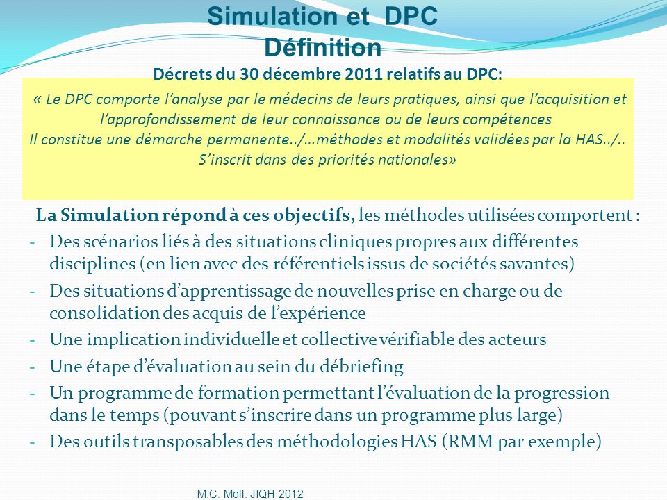 Simulation et DPC Définition
