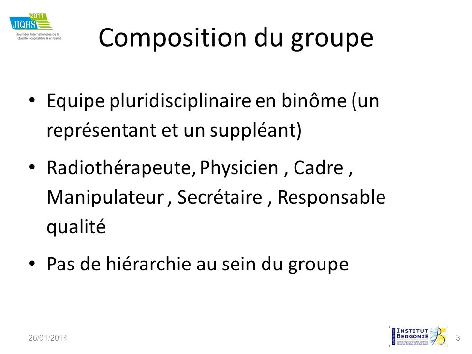Composition du groupe Equipe pluridisciplinaire en binôme (un représentant et un suppléant)