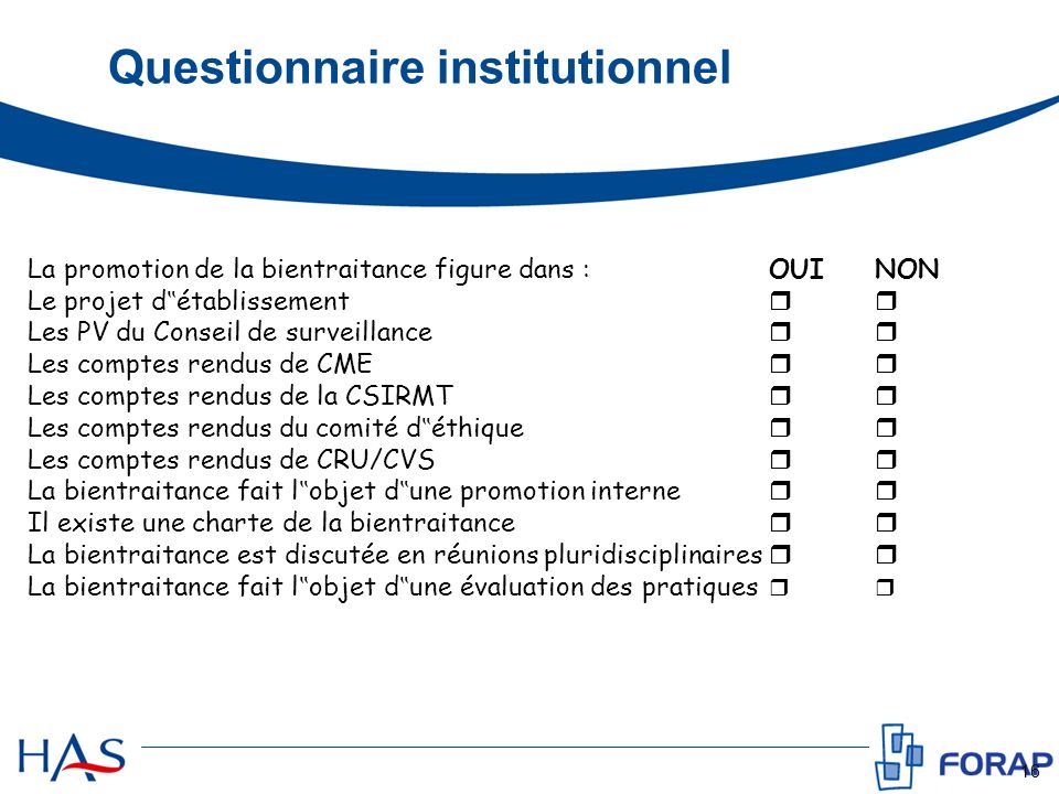 Questionnaire institutionnel