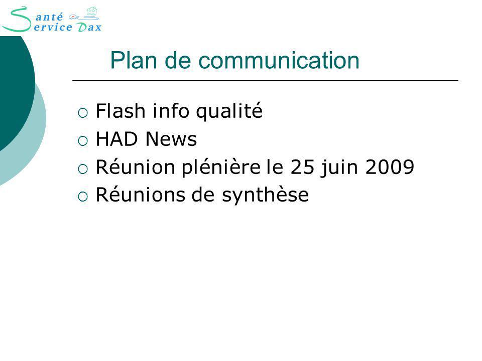 Plan de communication Flash info qualité HAD News