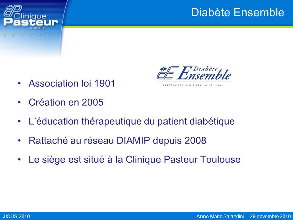 Diabète Ensemble Association loi 1901 Création en 2005