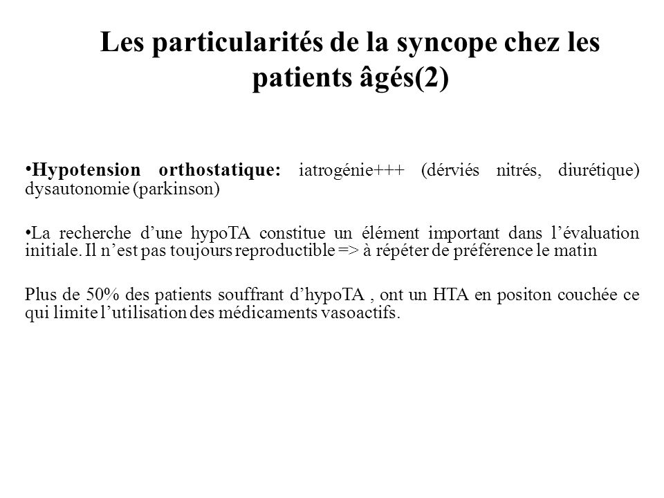 Les particularités de la syncope chez les patients âgés(2)