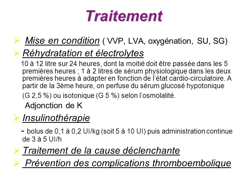 Traitement Mise en condition ( VVP, LVA, oxygénation, SU, SG)
