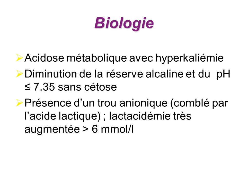 Biologie Acidose métabolique avec hyperkaliémie