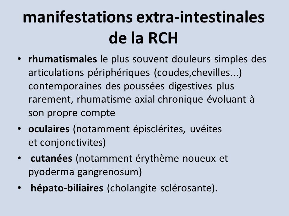 manifestations extra-intestinales de la RCH