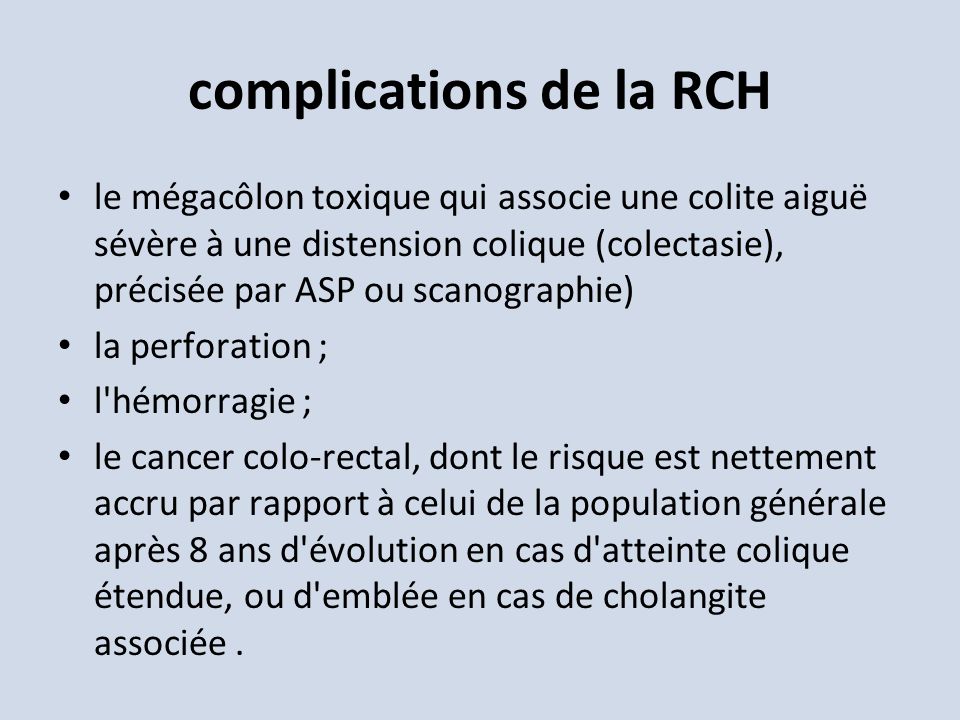 complications de la RCH