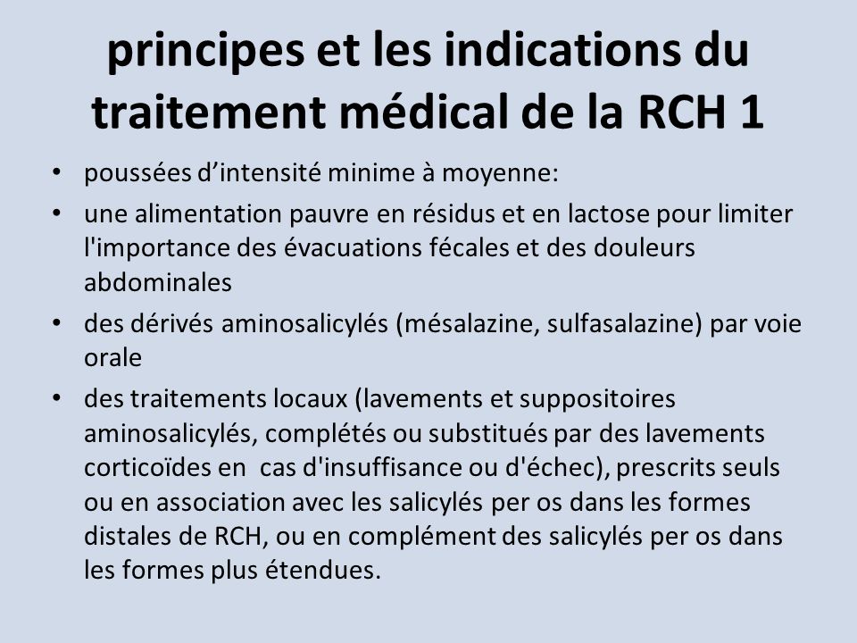 principes et les indications du traitement médical de la RCH 1