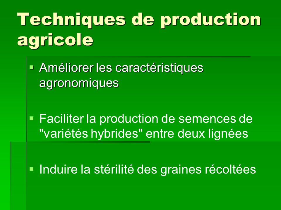Techniques de production agricole
