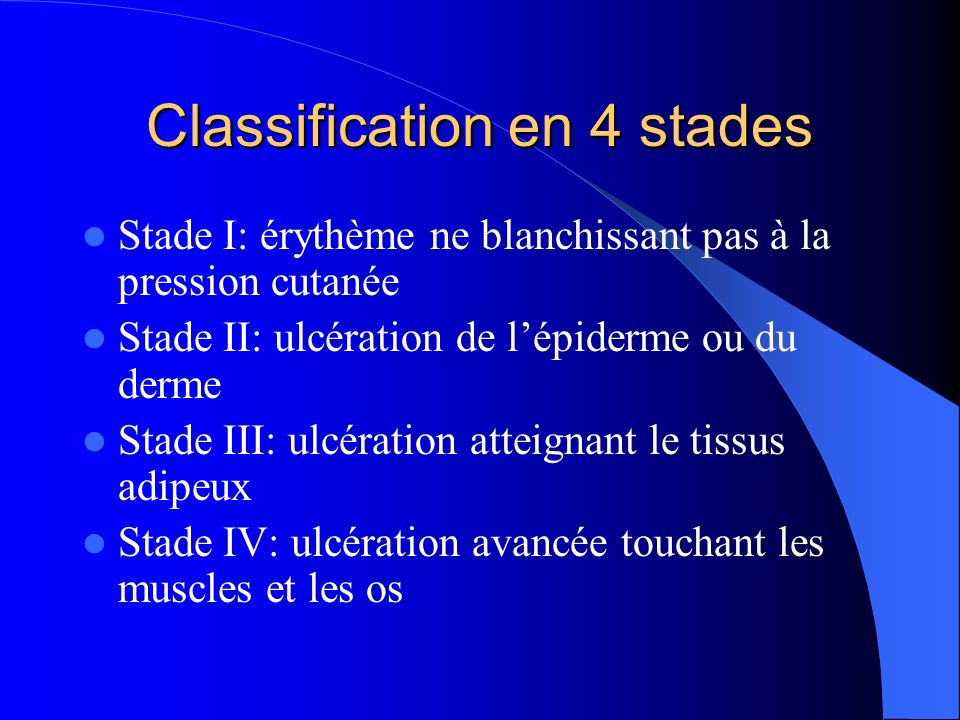 Classification en 4 stades