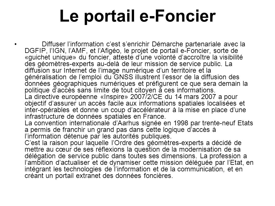 Le portail e-Foncier