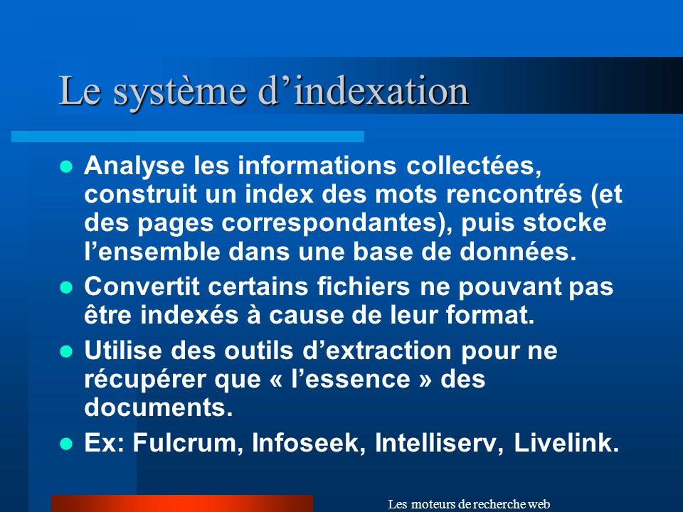 Le système d’indexation