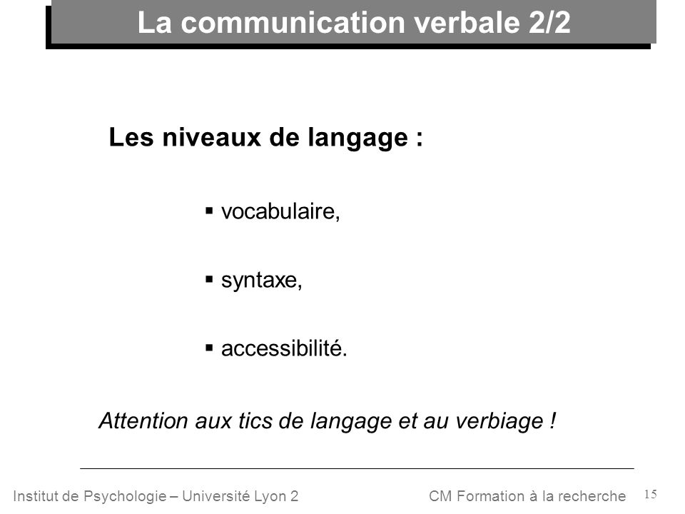La communication verbale 2/2