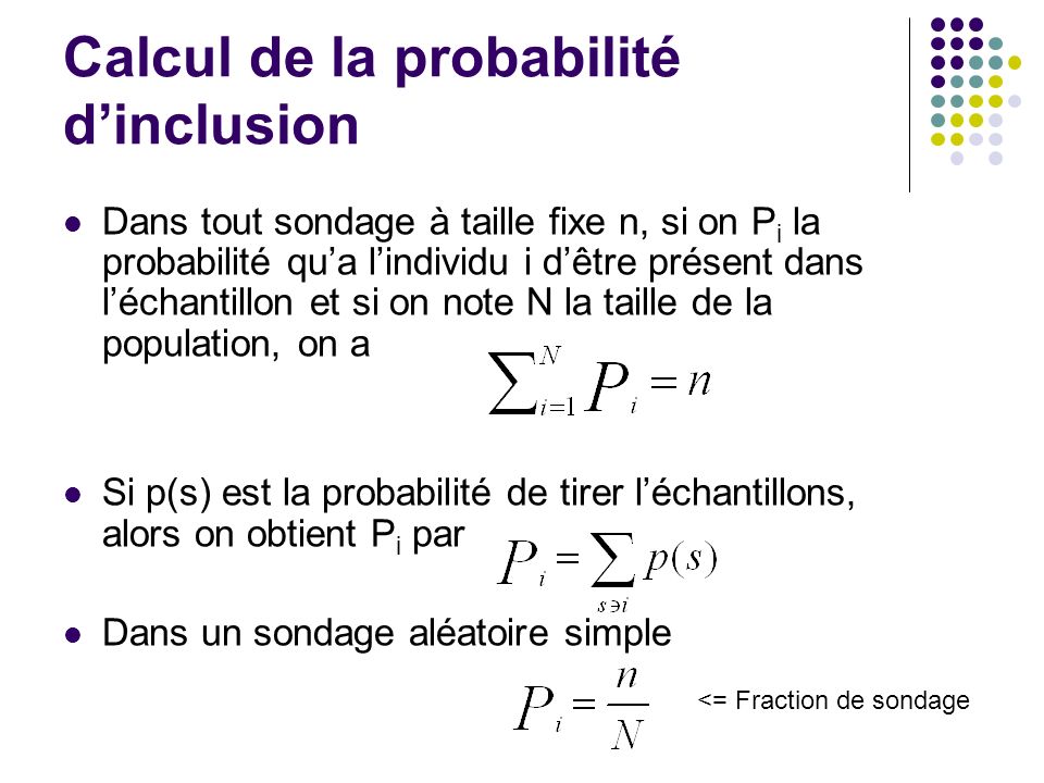 Calcul de la probabilité d’inclusion