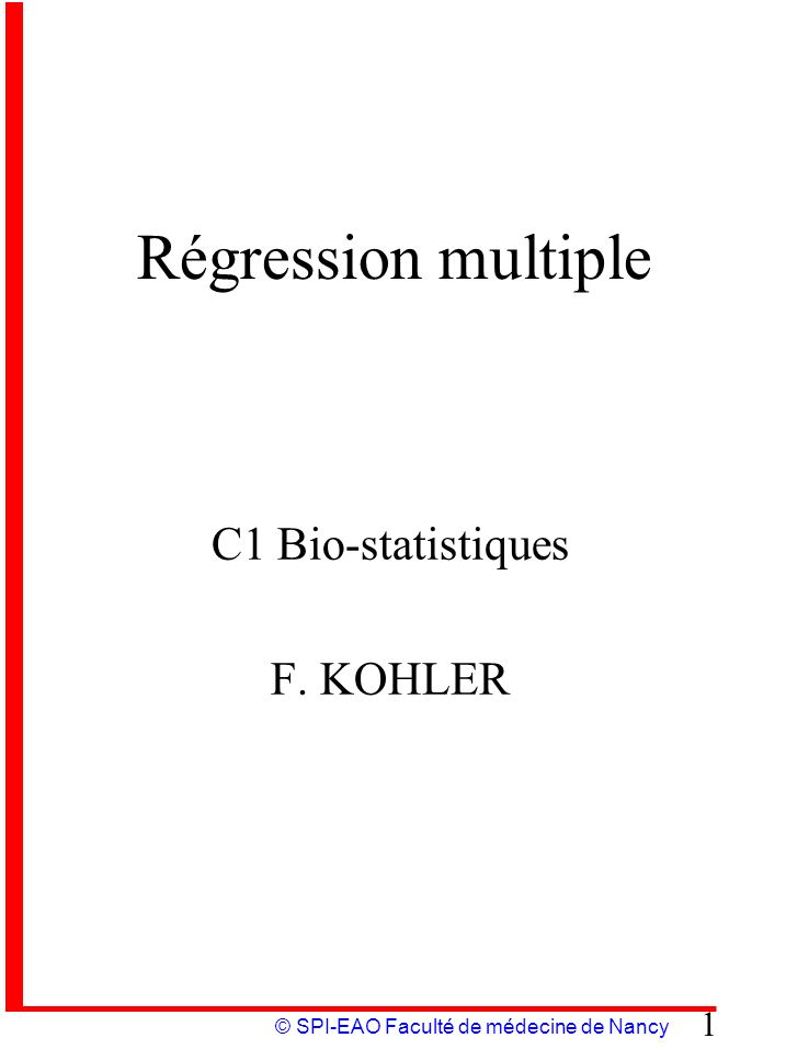 C1 Bio-statistiques F. KOHLER