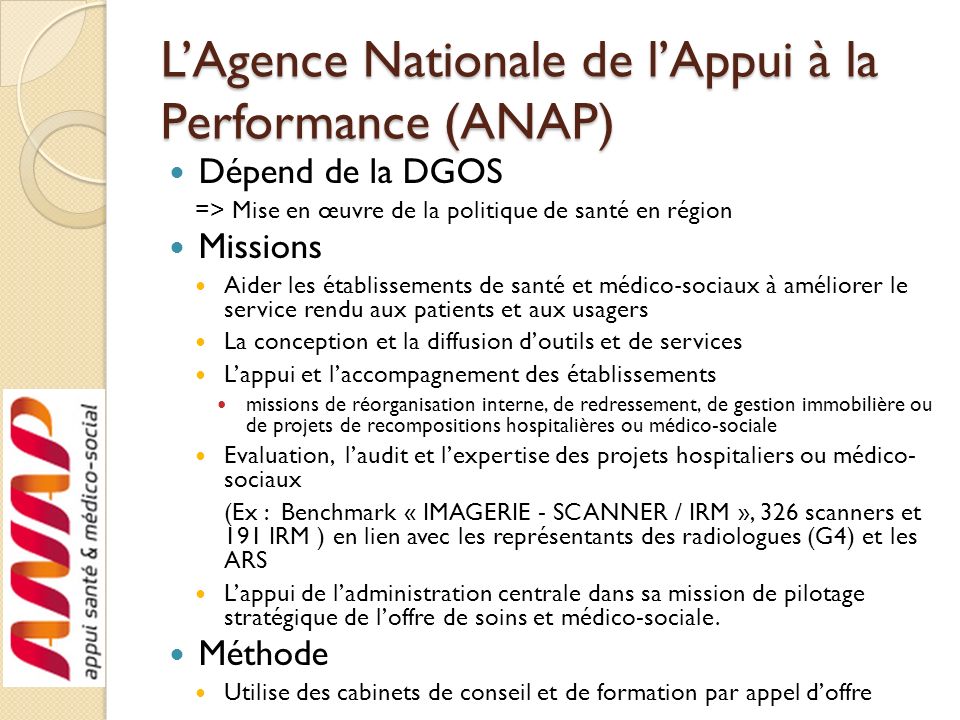 L’Agence Nationale de l’Appui à la Performance (ANAP)