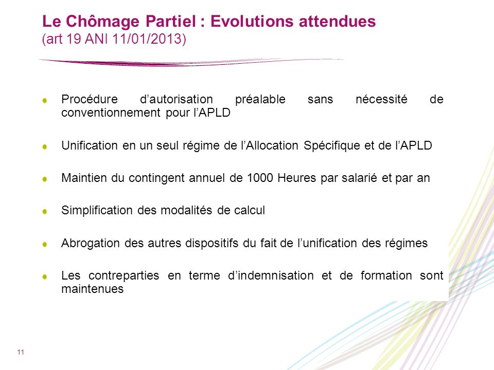 Le Chômage Partiel : Evolutions attendues (art 19 ANI 11/01/2013)