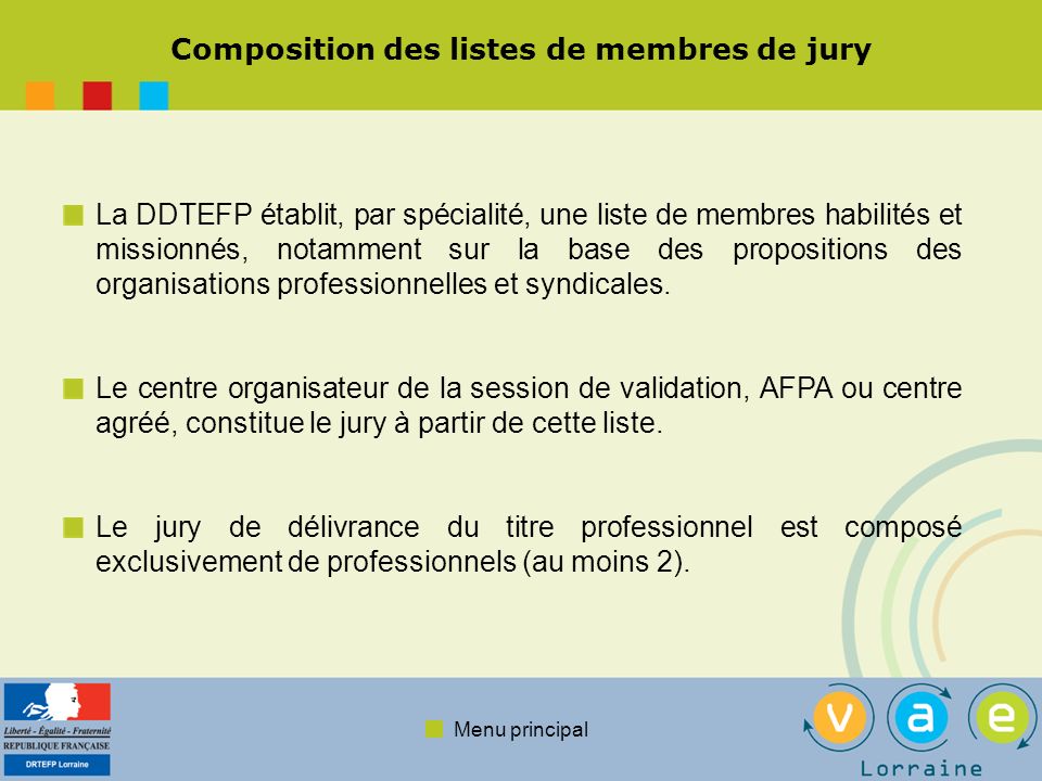 Composition des listes de membres de jury