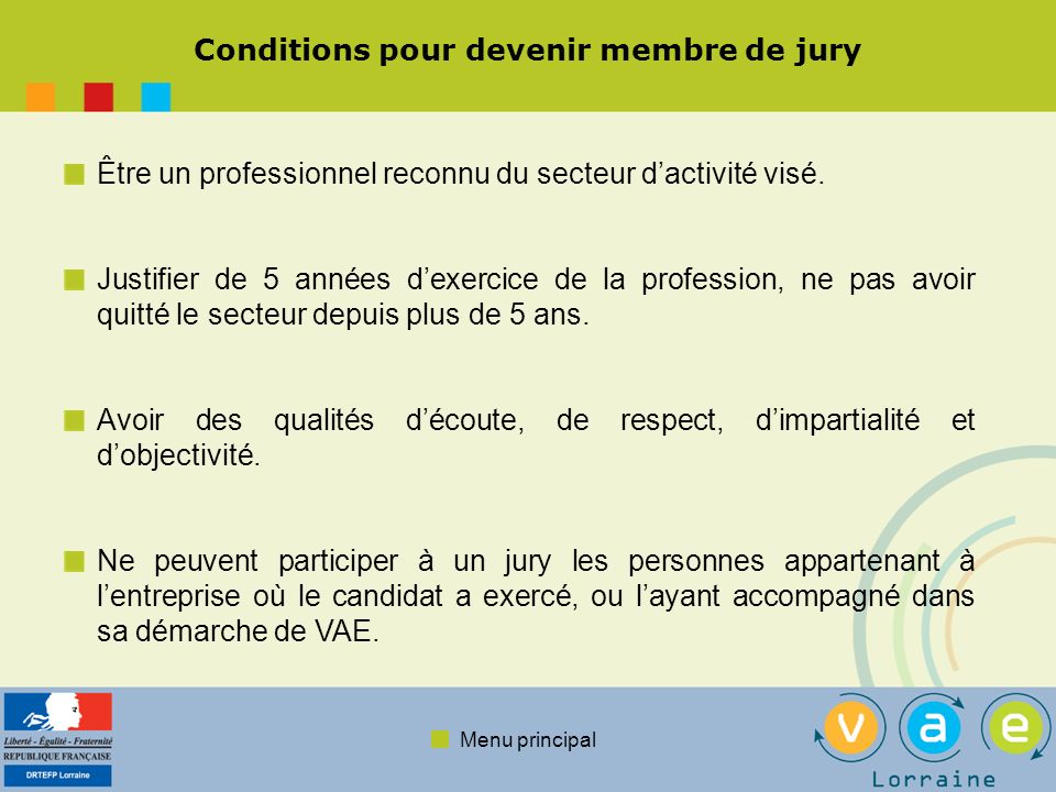 Conditions pour devenir membre de jury