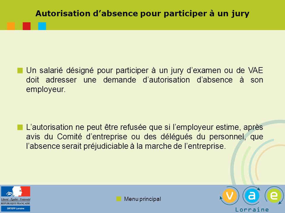 Autorisation d’absence pour participer à un jury