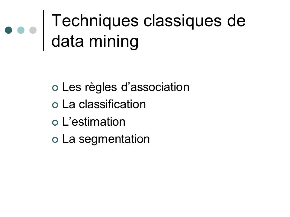 Techniques classiques de data mining