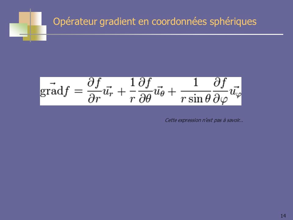 Opérateur gradient en coordonnées sphériques