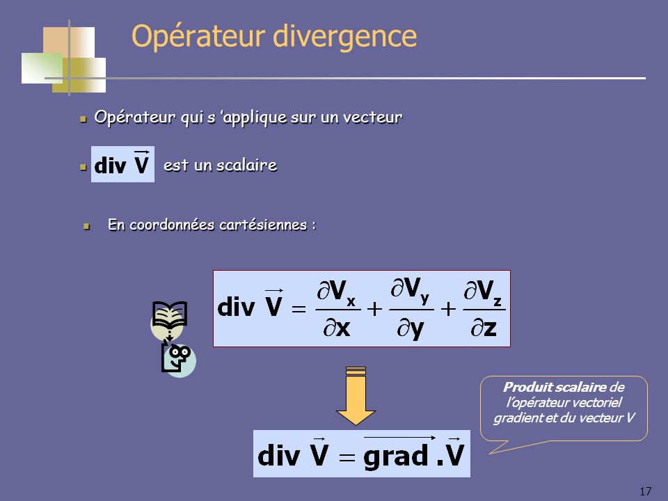 Produit scalaire de l’opérateur vectoriel gradient et du vecteur V