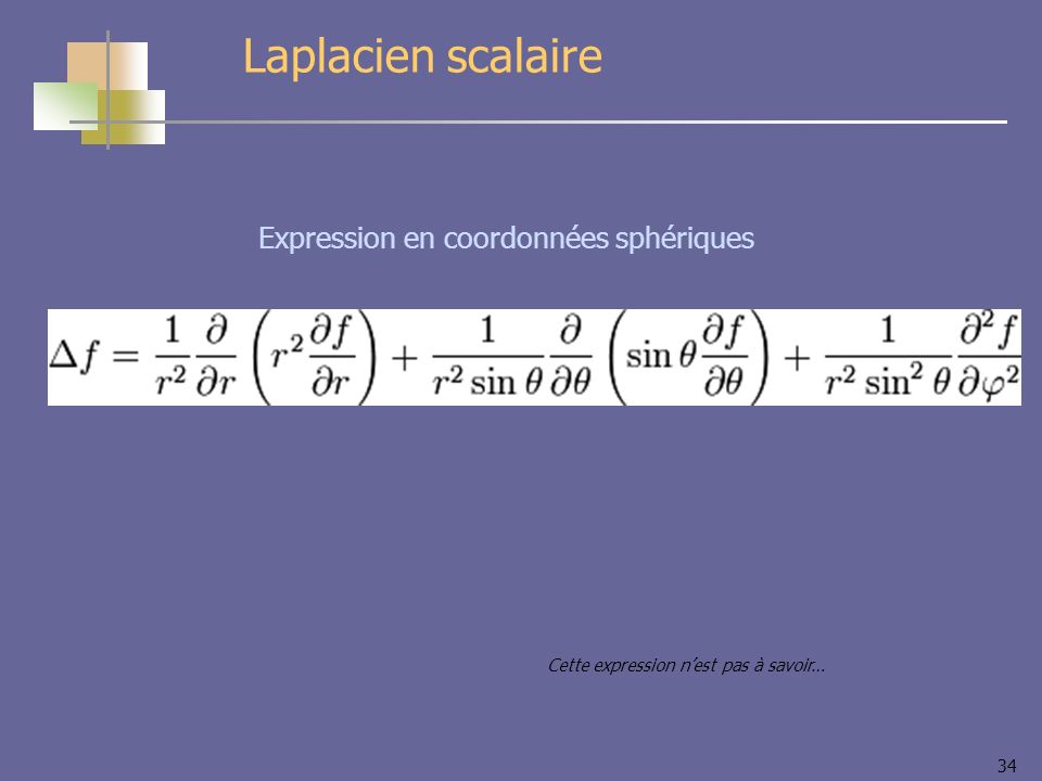 Laplacien scalaire Expression en coordonnées sphériques