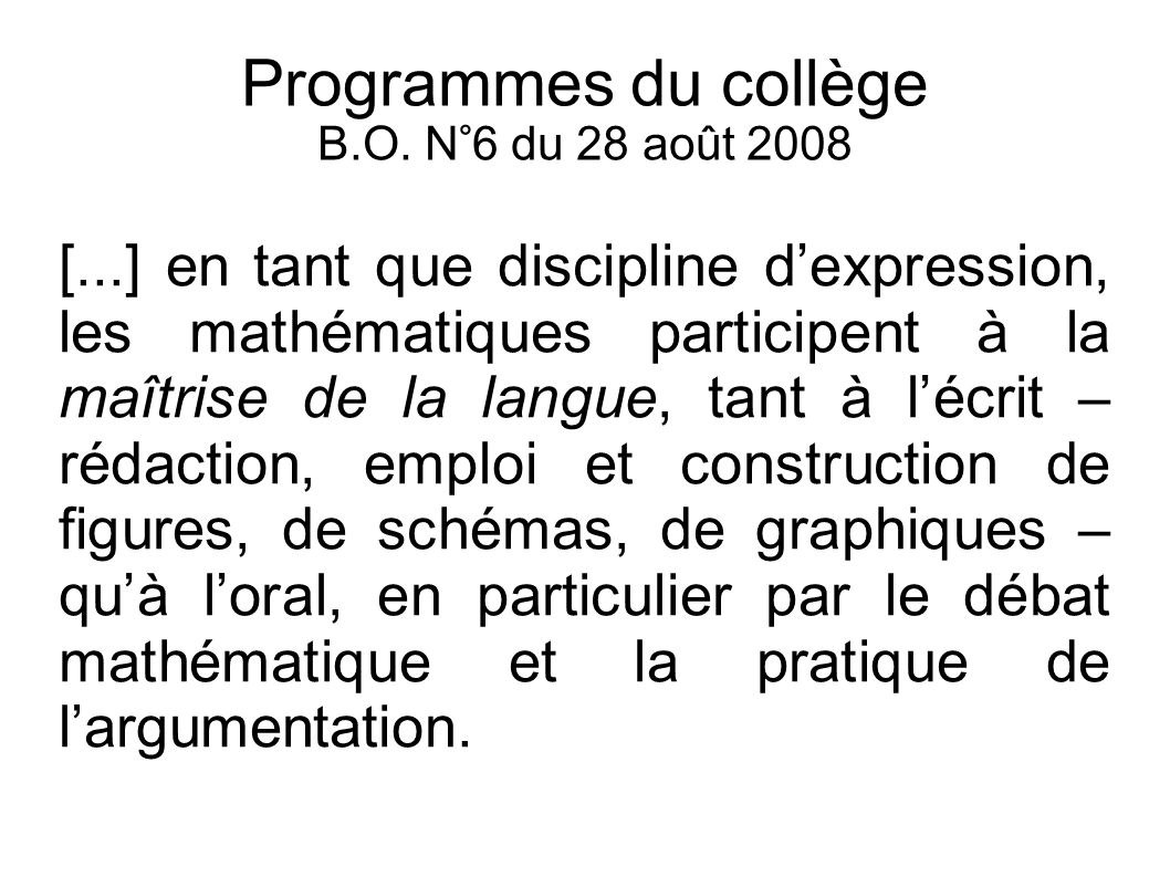 Programmes du collège B.O. N°6 du 28 août 2008