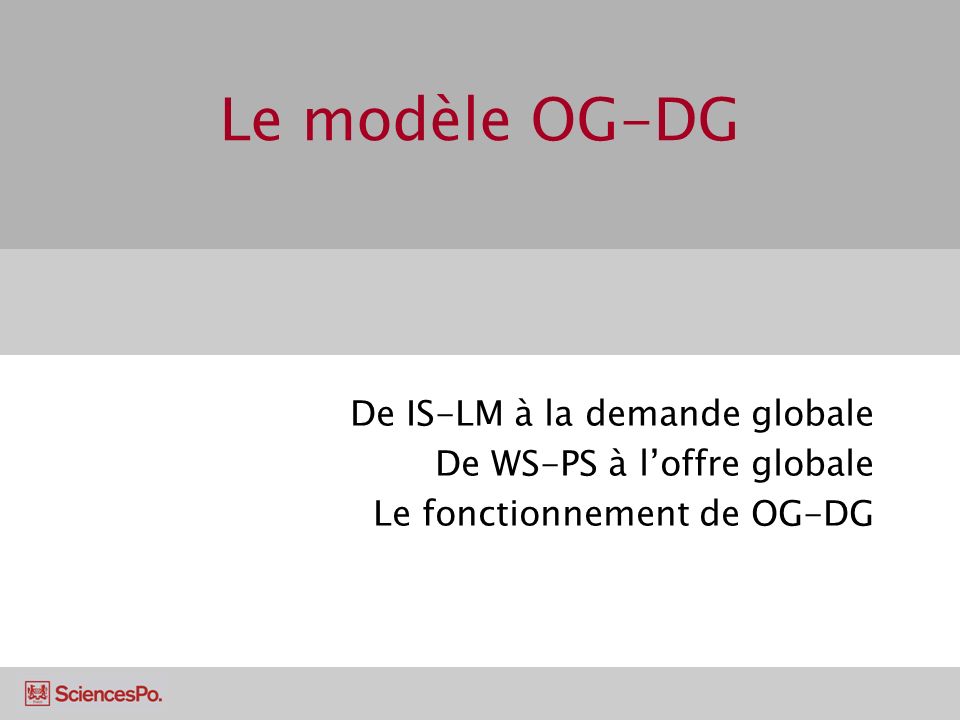 Le modèle OG-DG De IS-LM à la demande globale