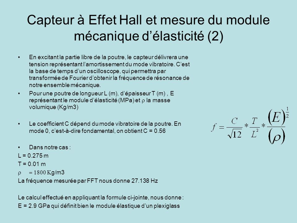 Capteur à Effet Hall et mesure du module mécanique d’élasticité (2)