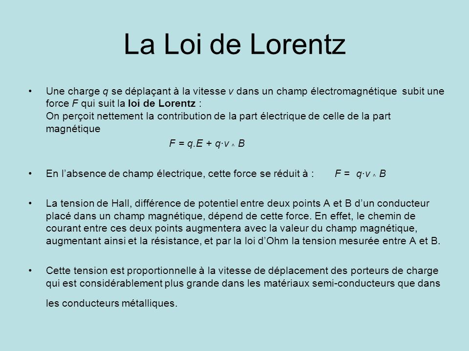 La Loi de Lorentz