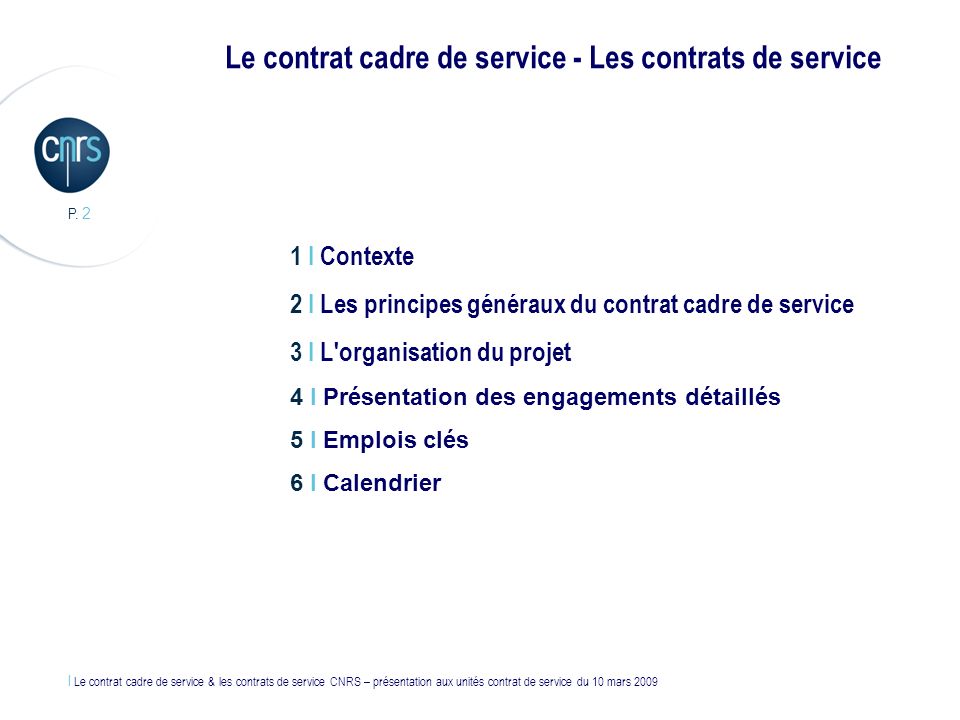 Le contrat cadre de service - Les contrats de service